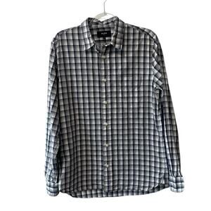 Jack Spade Plaid Long Sleeve Collared Button Up Shirt Black Multi Size Medium